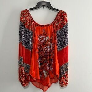 Free People Positano Printed Blouse Size Med EUC